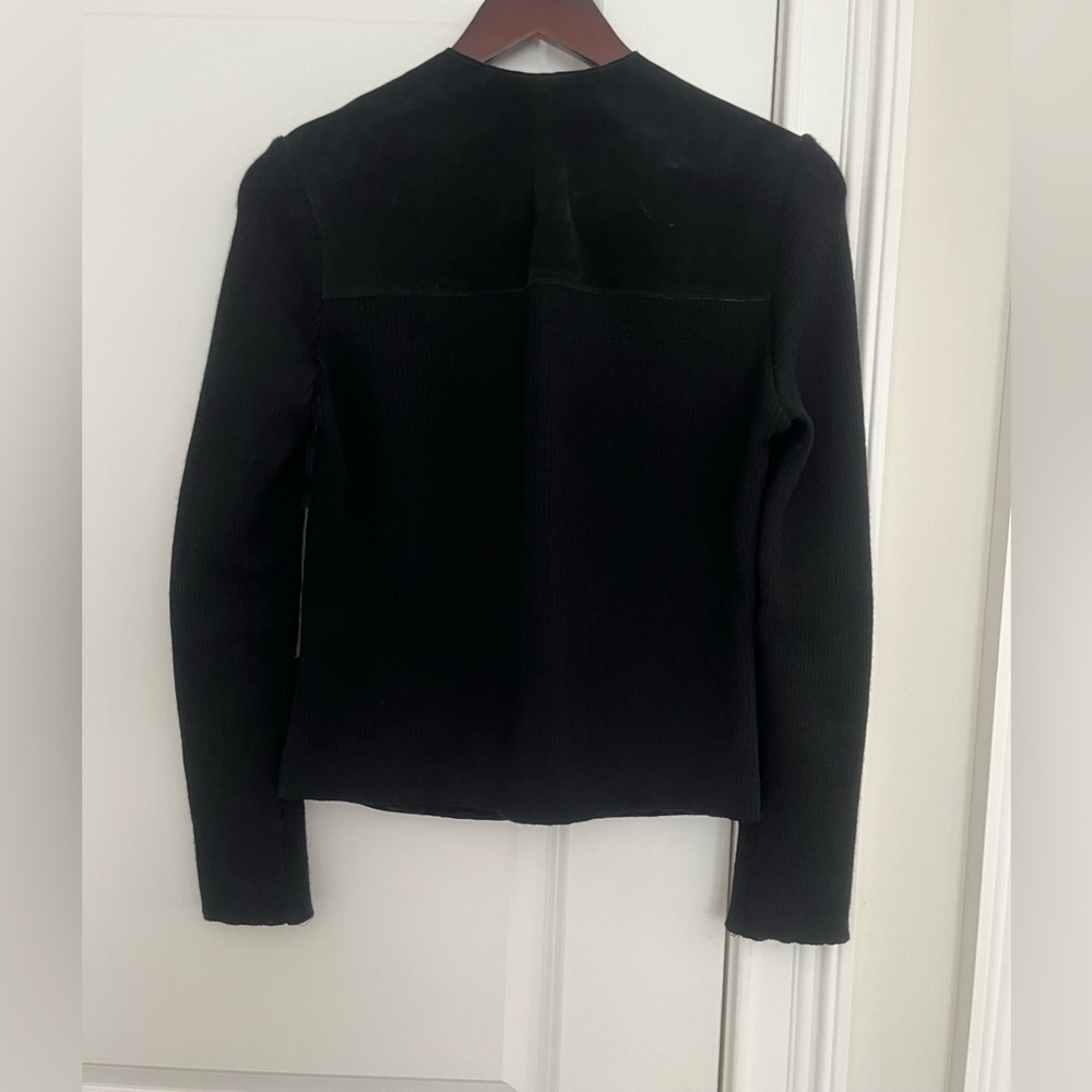 Massini Women suede/leather/ wool patchwork Full Zip Blazer Jacket Sz. S black - Picture 7 of 9
